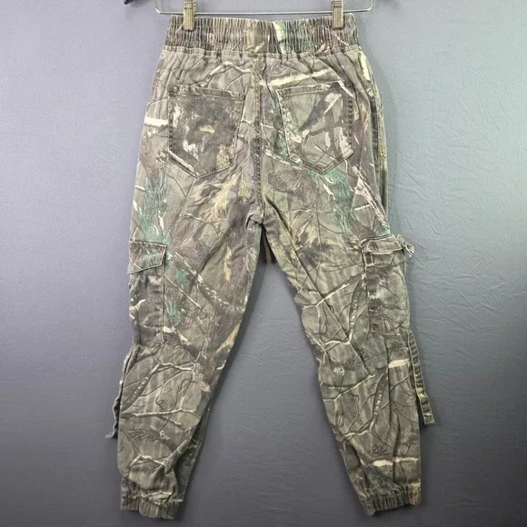 Telepatia Camo Cargo Joggers Mens Small Green Brown Tree Forest Utility Pants - Picture 8 of 9